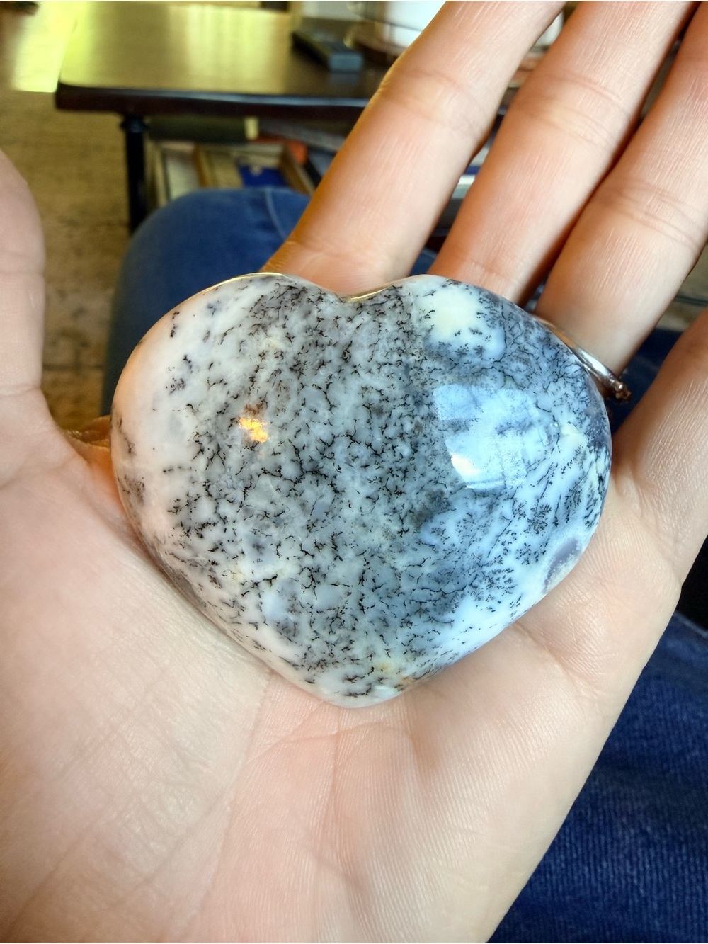 Dendritic Opal Puffy Heart